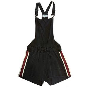 Vintage Havana Black Romper w/ Red & White Stripes (Size L)